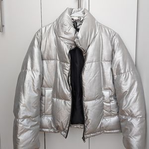 Silver puffer jacket